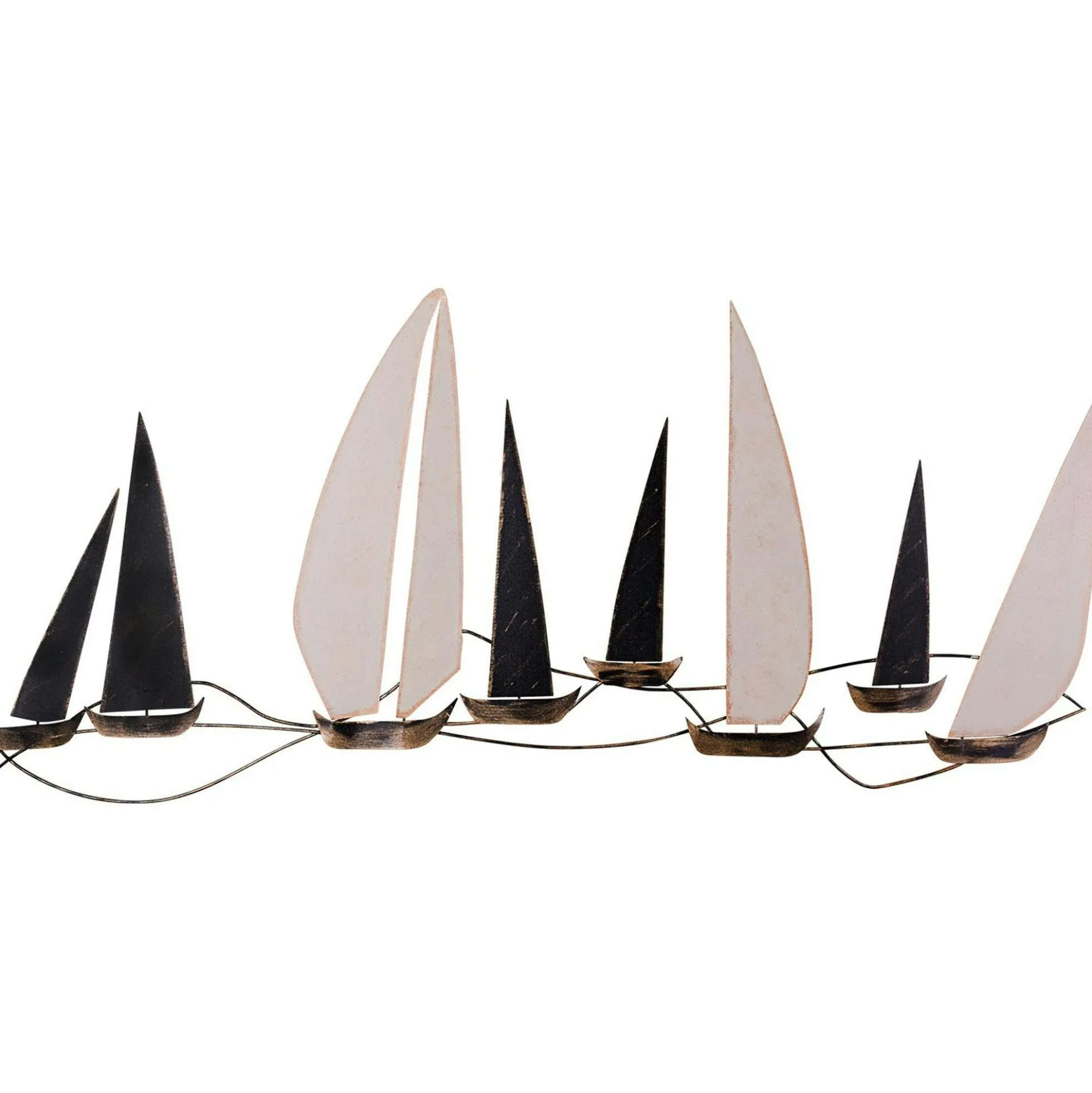 Décoration murale marine en métal – bateaux noirs et blancs