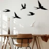 Décoration murale métal noir – envolée d'oiseaux (lot de 5)