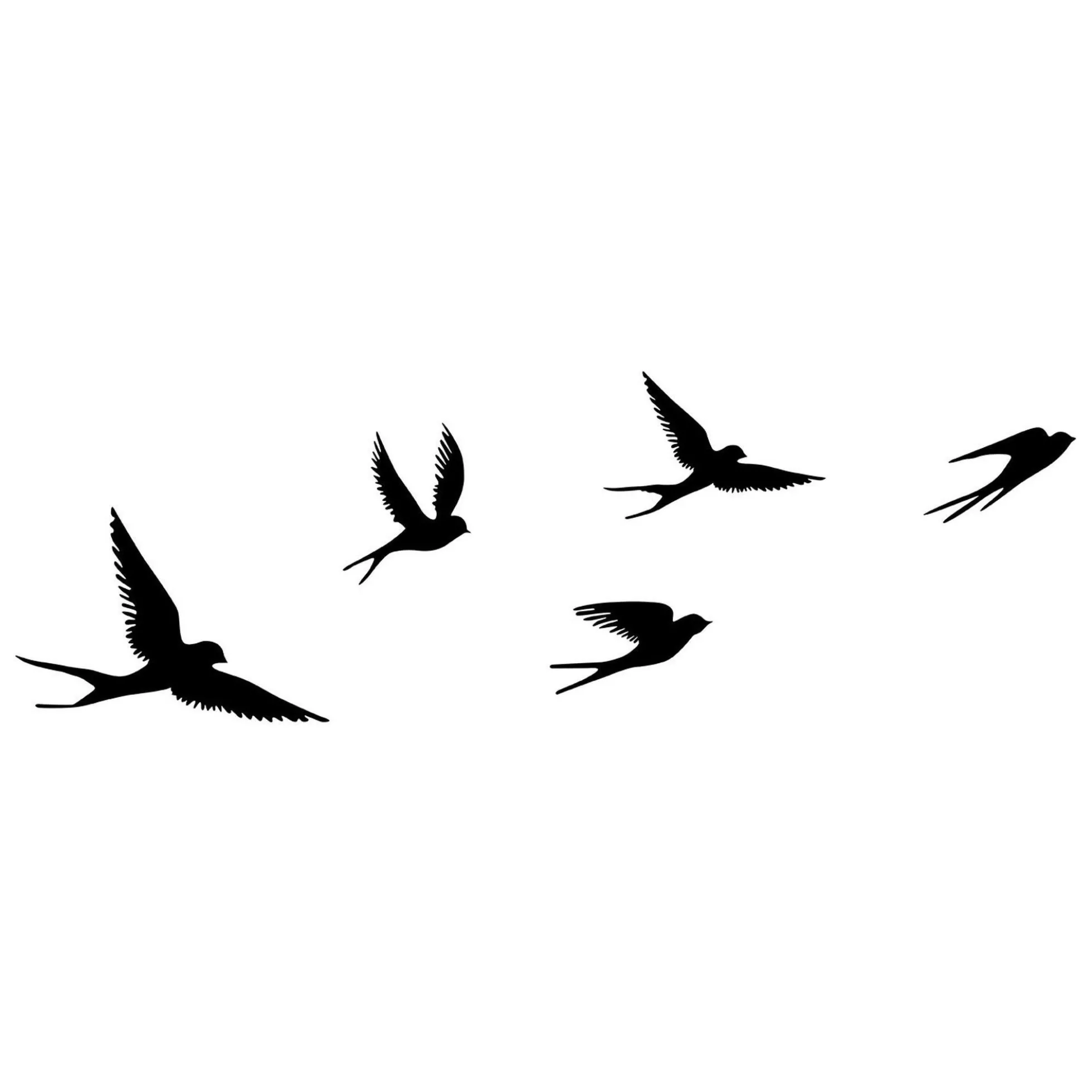 Décoration murale métal noir – envolée d'oiseaux (lot de 5)