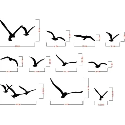Décoration murale nature – oiseaux métal noir (lot de 11)