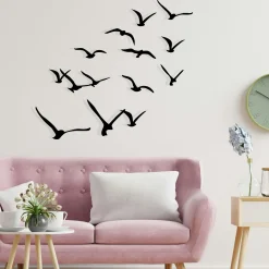 Décoration murale nature – oiseaux métal noir (lot de 11)