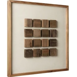 Décoration murale petits carrés bois sur fond blanc DENVER