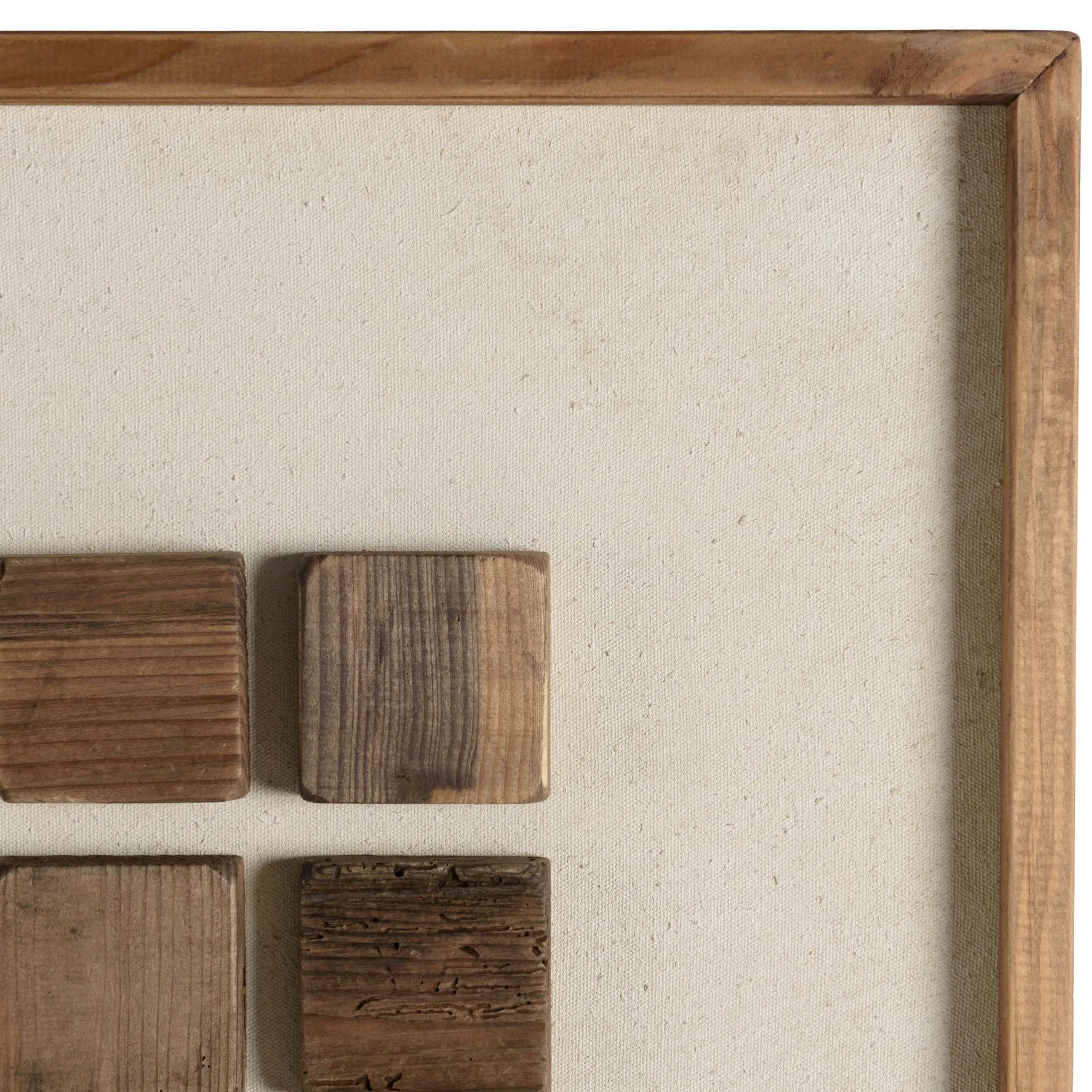 Décoration murale petits carrés bois sur fond blanc DENVER