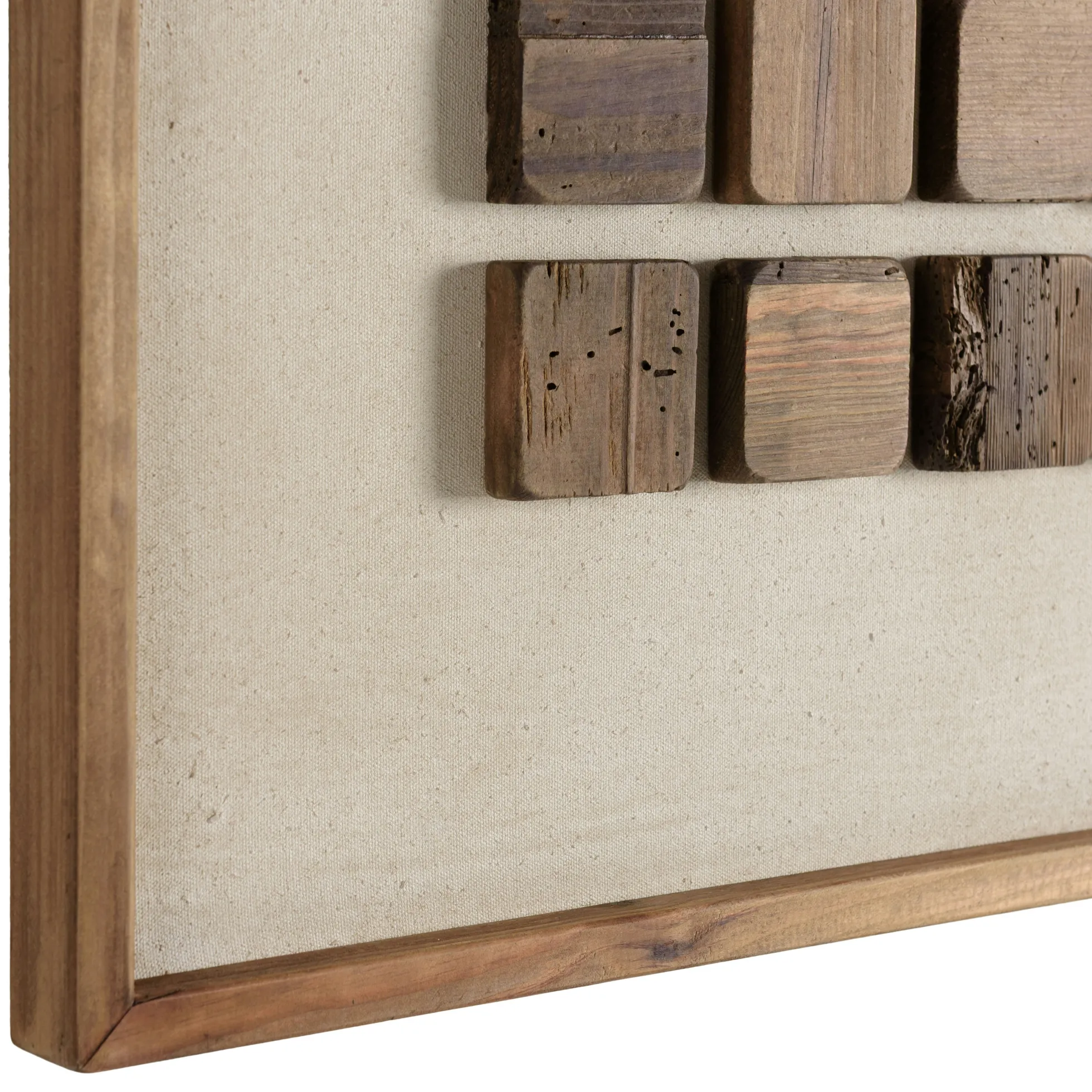 Décoration murale petits carrés bois sur fond blanc DENVER