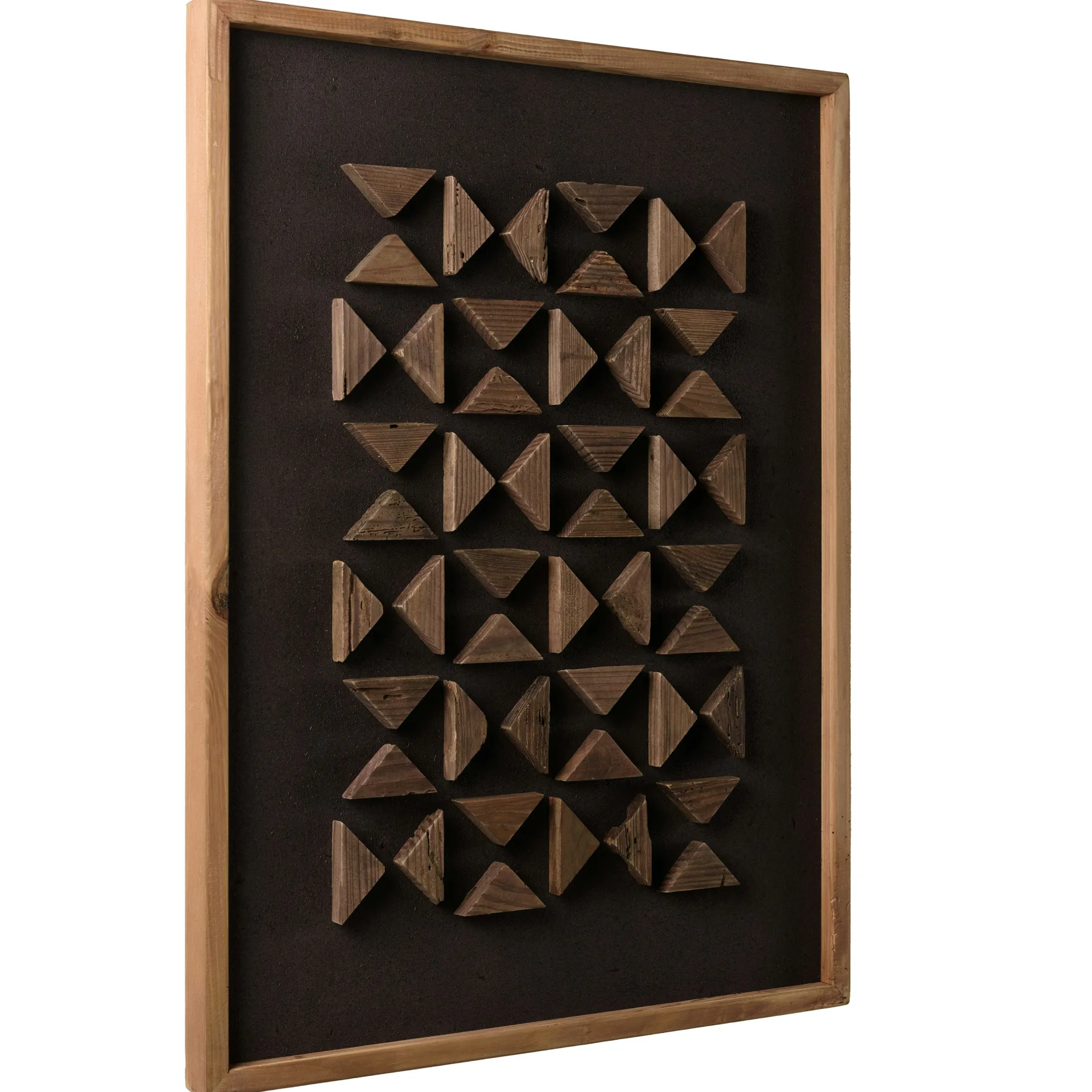 Décoration murale triangles bois sur fond noir DENVER