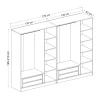 Dressing design 3 penderies, verre & cadre anthracite BYRON