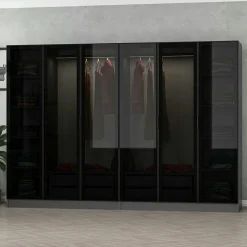 Dressing design 3 penderies, verre & cadre anthracite BYRON