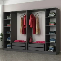 Dressing design 3 penderies, verre & cadre anthracite BYRON