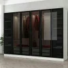 Dressing design 6 portes en verre noir & cadre blanc BYRON