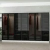 Dressing design 7 portes en verre noir et cadre blanc BYRON