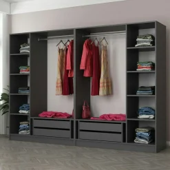 Dressing design 6 portes, verre noir & cadre anthracite BYRON