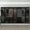 Dressing design XXL 5 penderies, blanc & verre noir BYRON