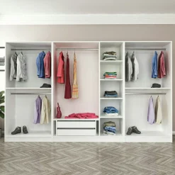 Dressing design XXL 5 penderies, blanc & verre noir BYRON