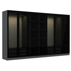 Dressing design XXL verre noir, cadre anthracite BYRON