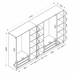 Dressing design XXL verre noir, cadre anthracite BYRON