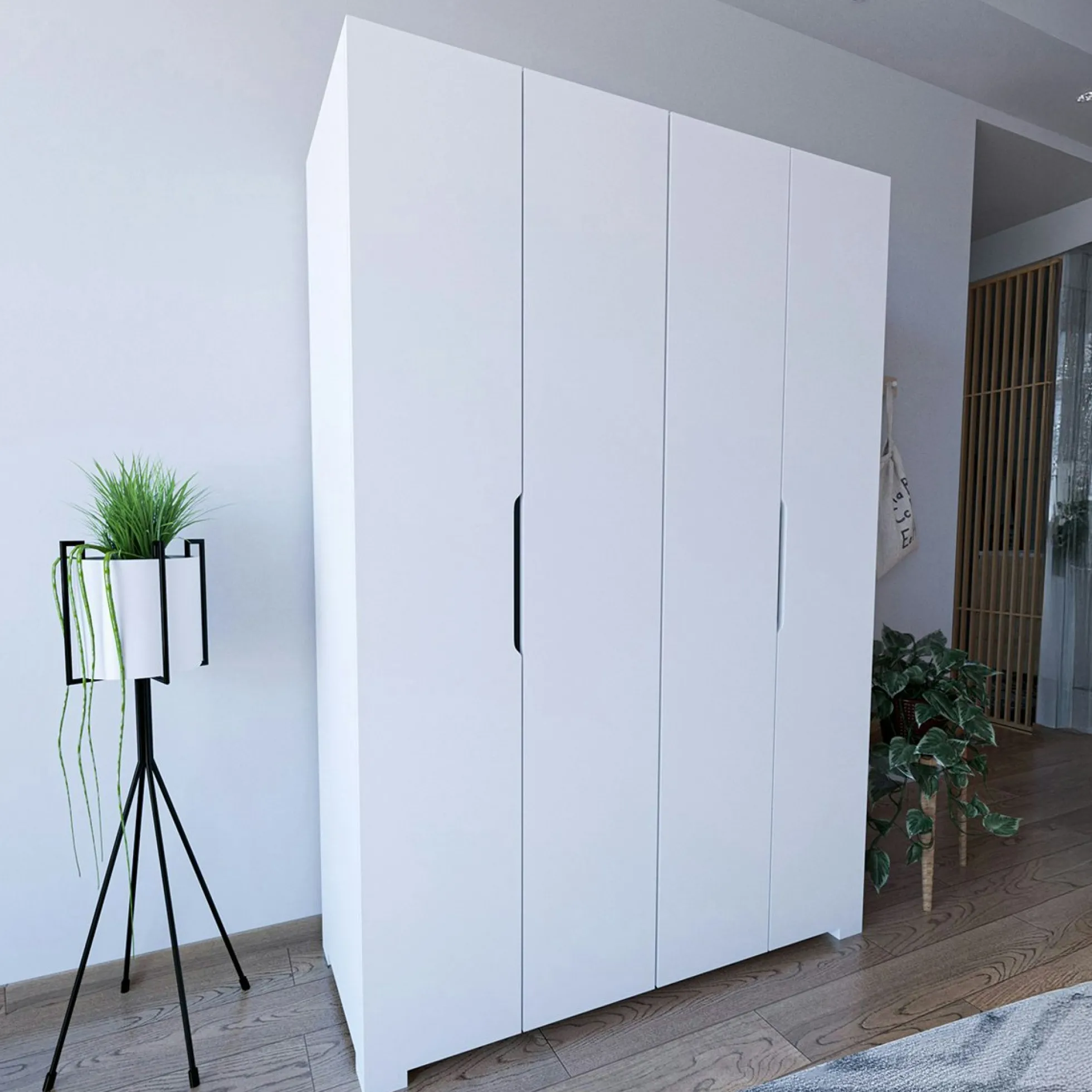 Dressing double blanc 4 portes 2 penderies 120 cm BYRON