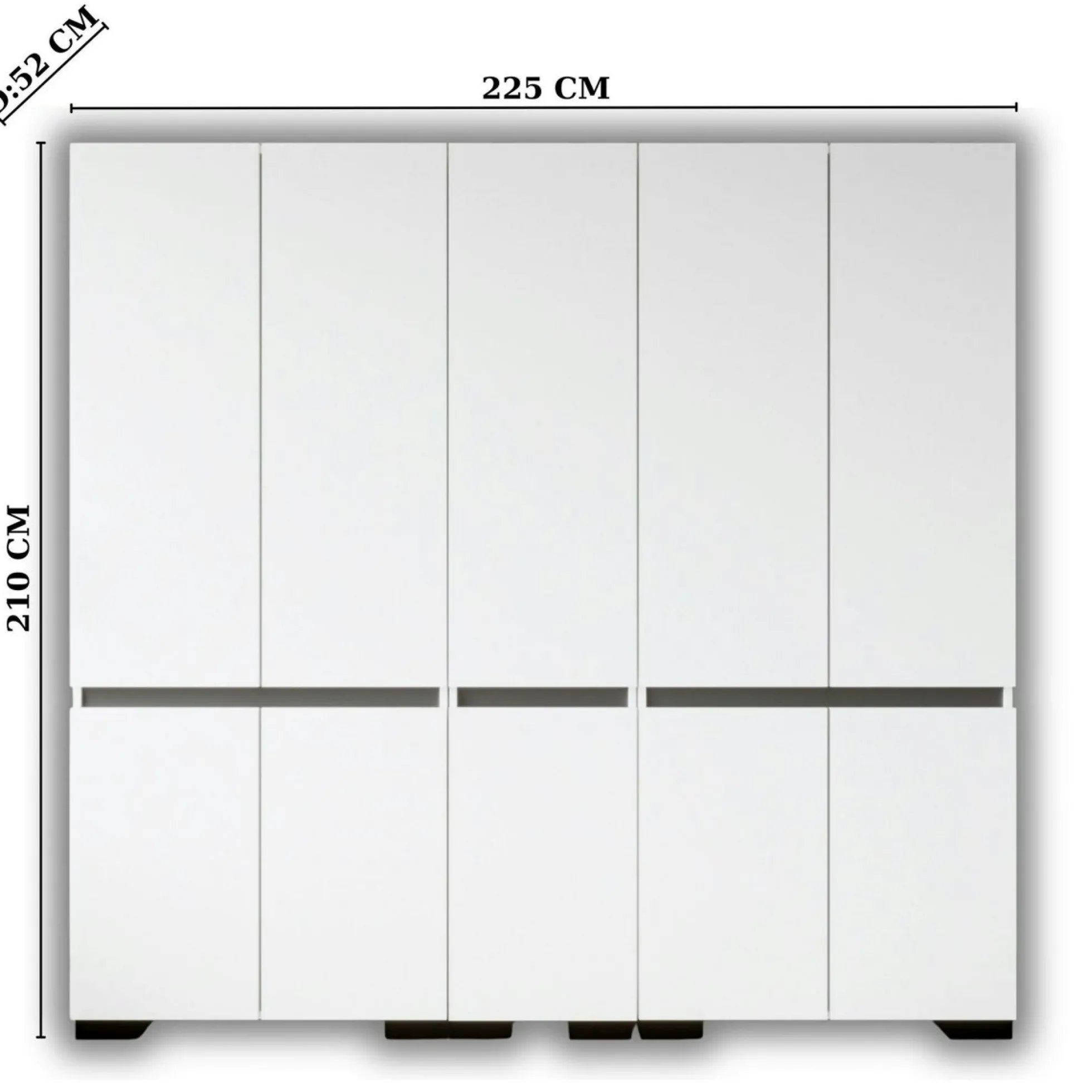 Dressing double blanc, 5 portes et 2 tringles BYRON