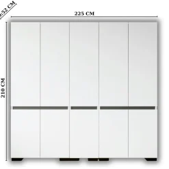 Dressing double blanc, 5 portes et 3 tringles BYRON