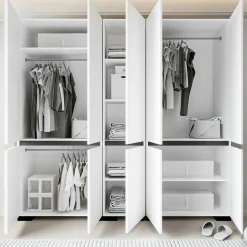 Dressing double blanc, 5 portes et 3 tringles BYRON