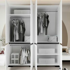 Dressing double blanc, 4 portes et 3 tringles BYRON