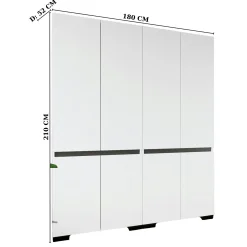Dressing double blanc, 4 portes et 3 tringles BYRON