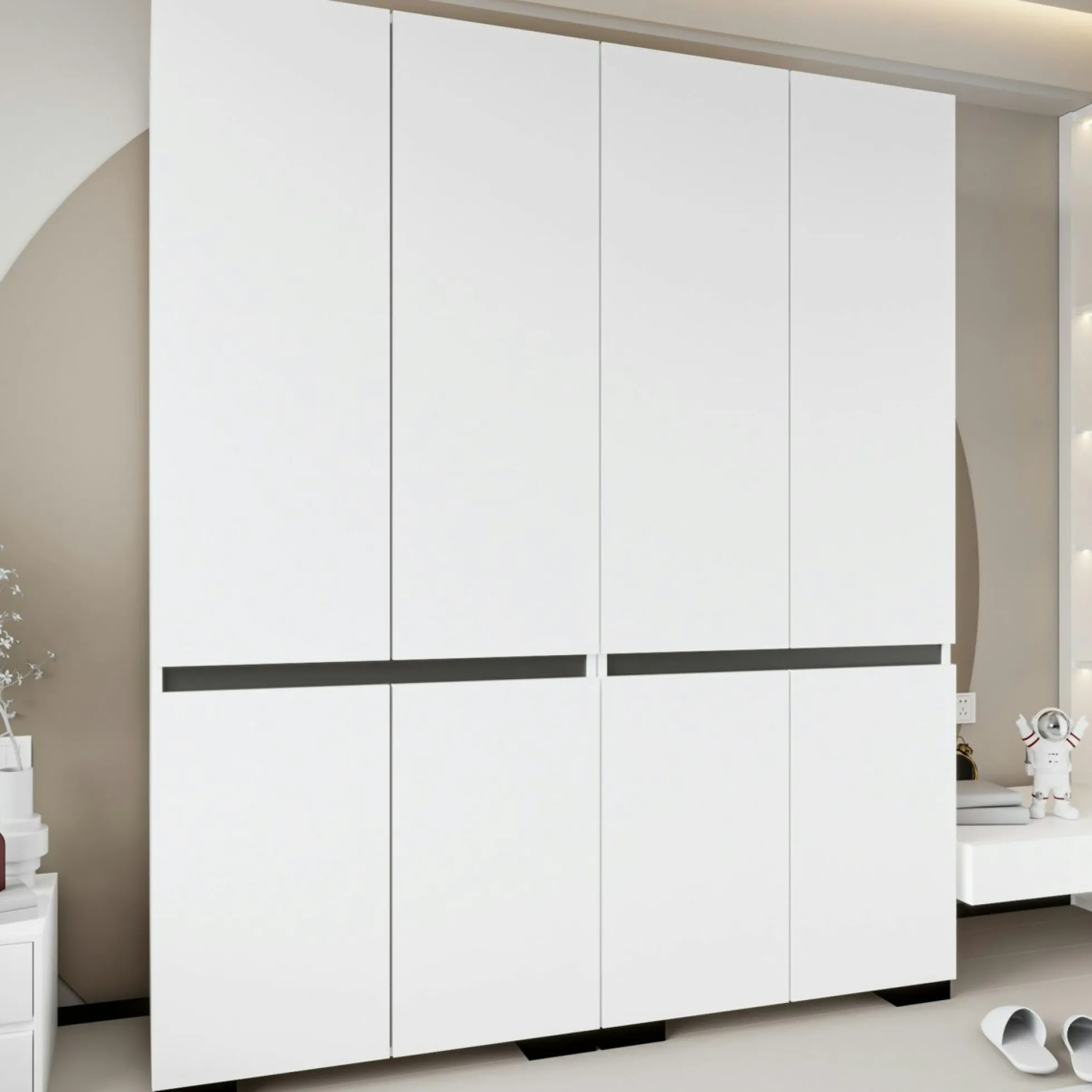 Dressing double blanc, 4 portes et 3 tringles BYRON