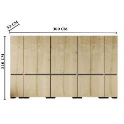 Dressing 16 portes décor chêne et anthracite 360 cm BYRON