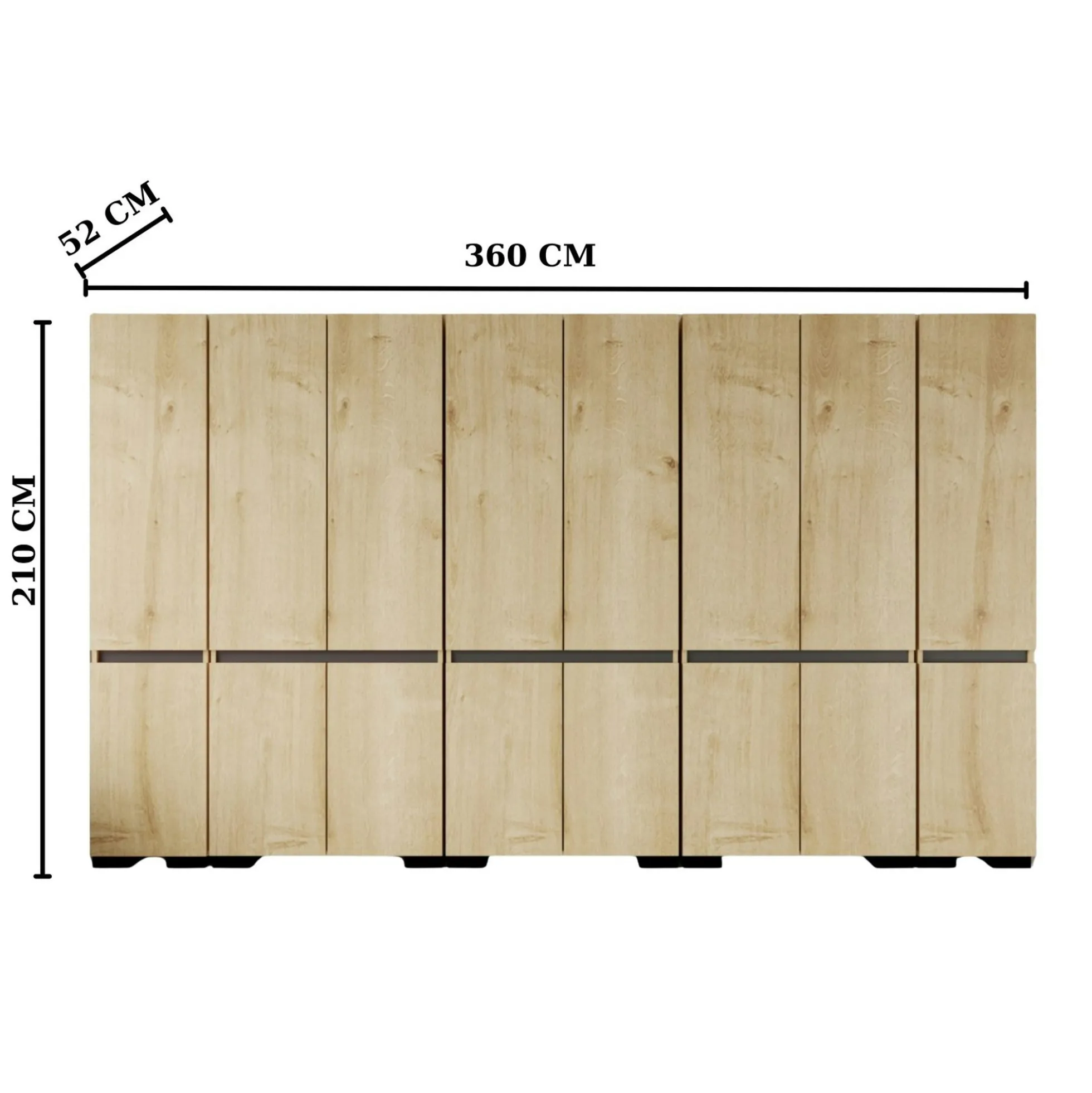 Dressing 16 portes décor chêne et anthracite 360 cm BYRON