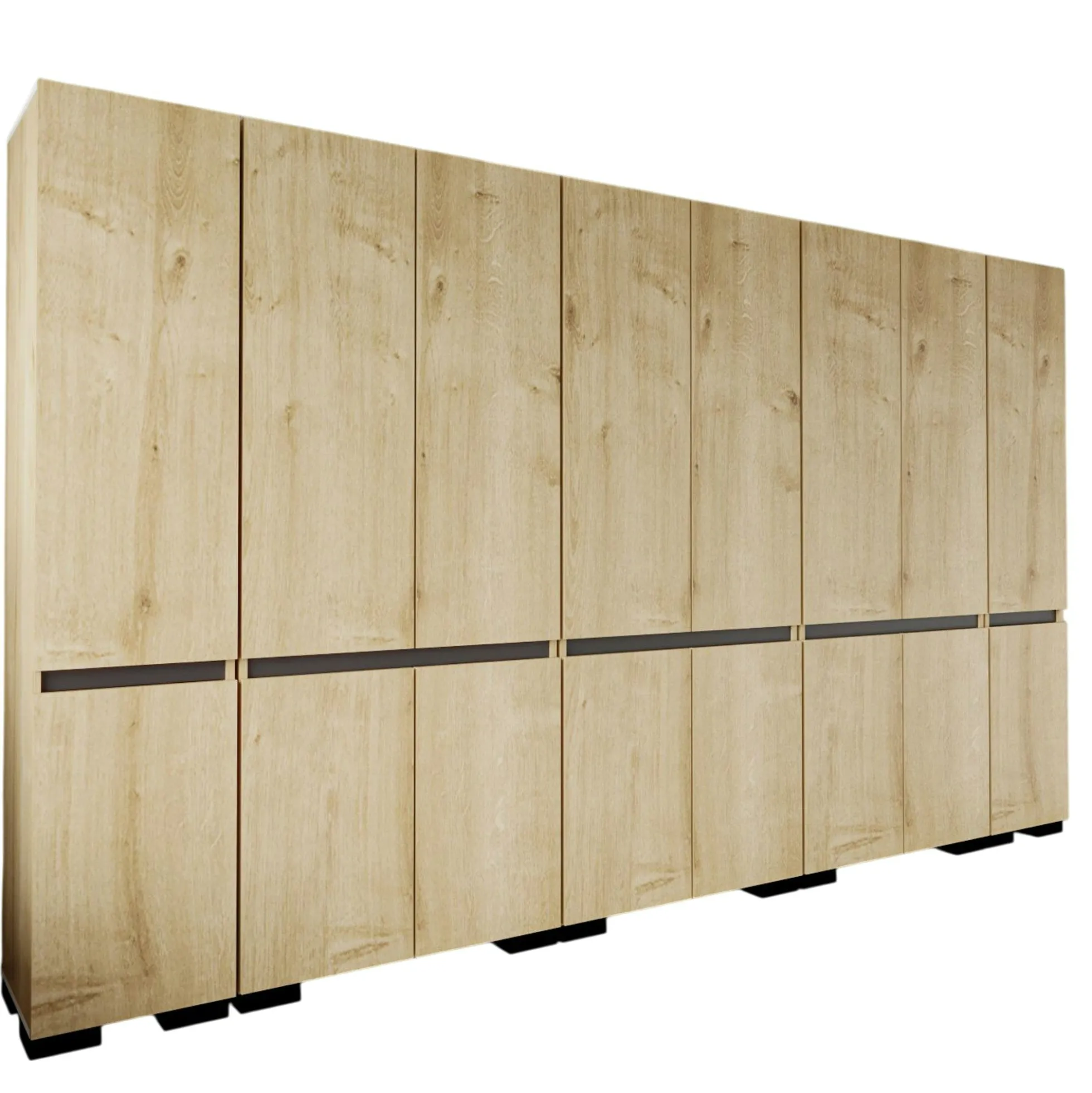 Dressing 16 portes décor chêne et anthracite 360 cm BYRON