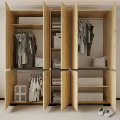 Dressing 10 portes décor chêne et anthracite 225 cm BYRON