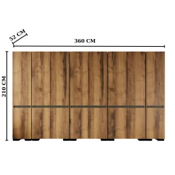 Dressing 16 portes décor noyer et anthracite 360 cm BYRON