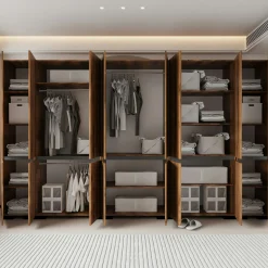 Dressing 16 portes décor noyer et anthracite 360 cm BYRON