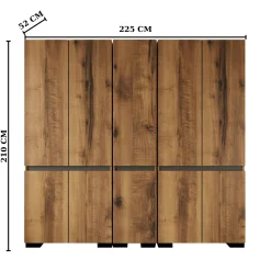 Dressing 10 portes décor noyer et anthracite 225 cm BYRON
