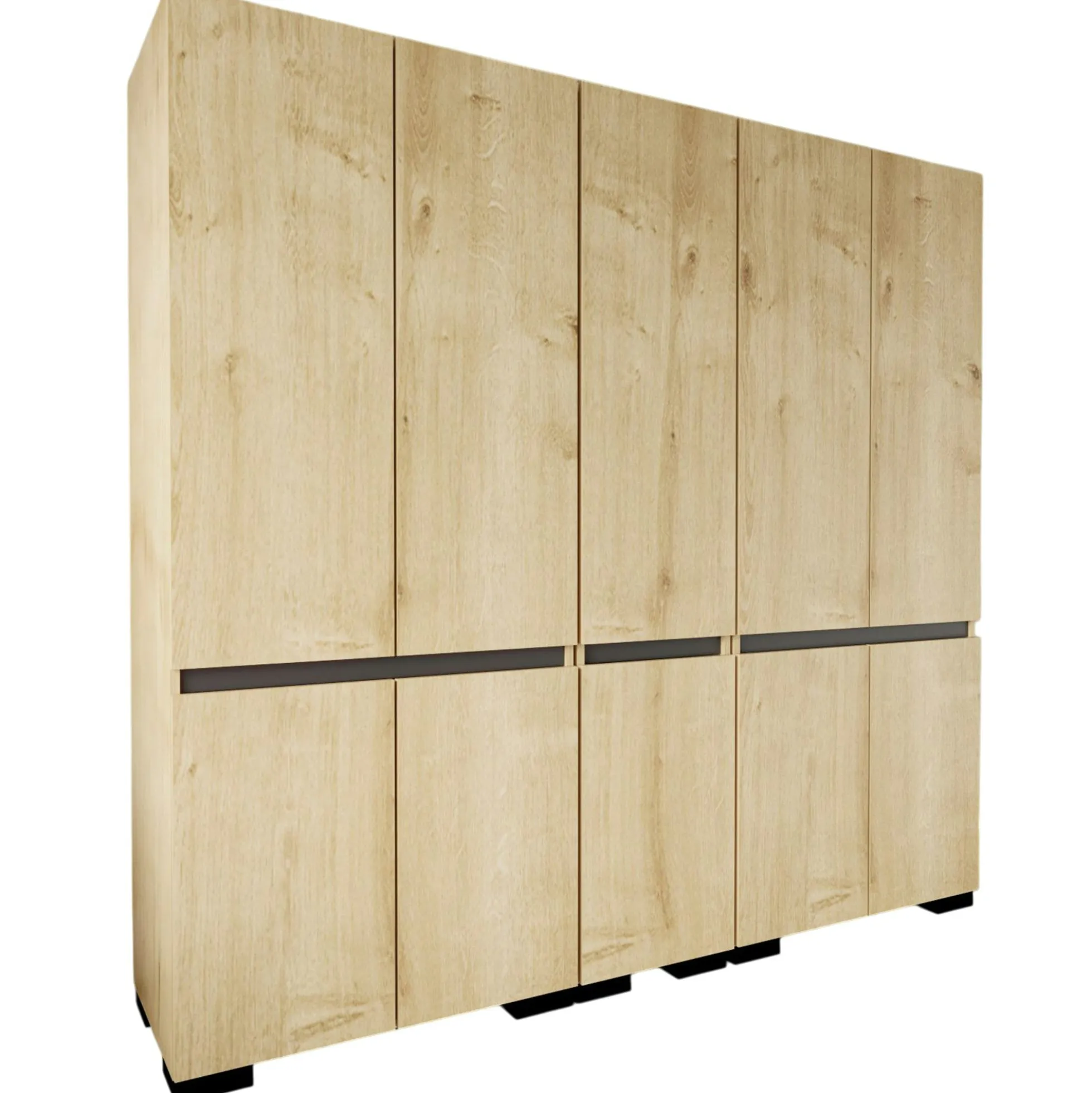 Dressing 10 portes 2 tringles décor chêne et anthracite 225 cm BYRON