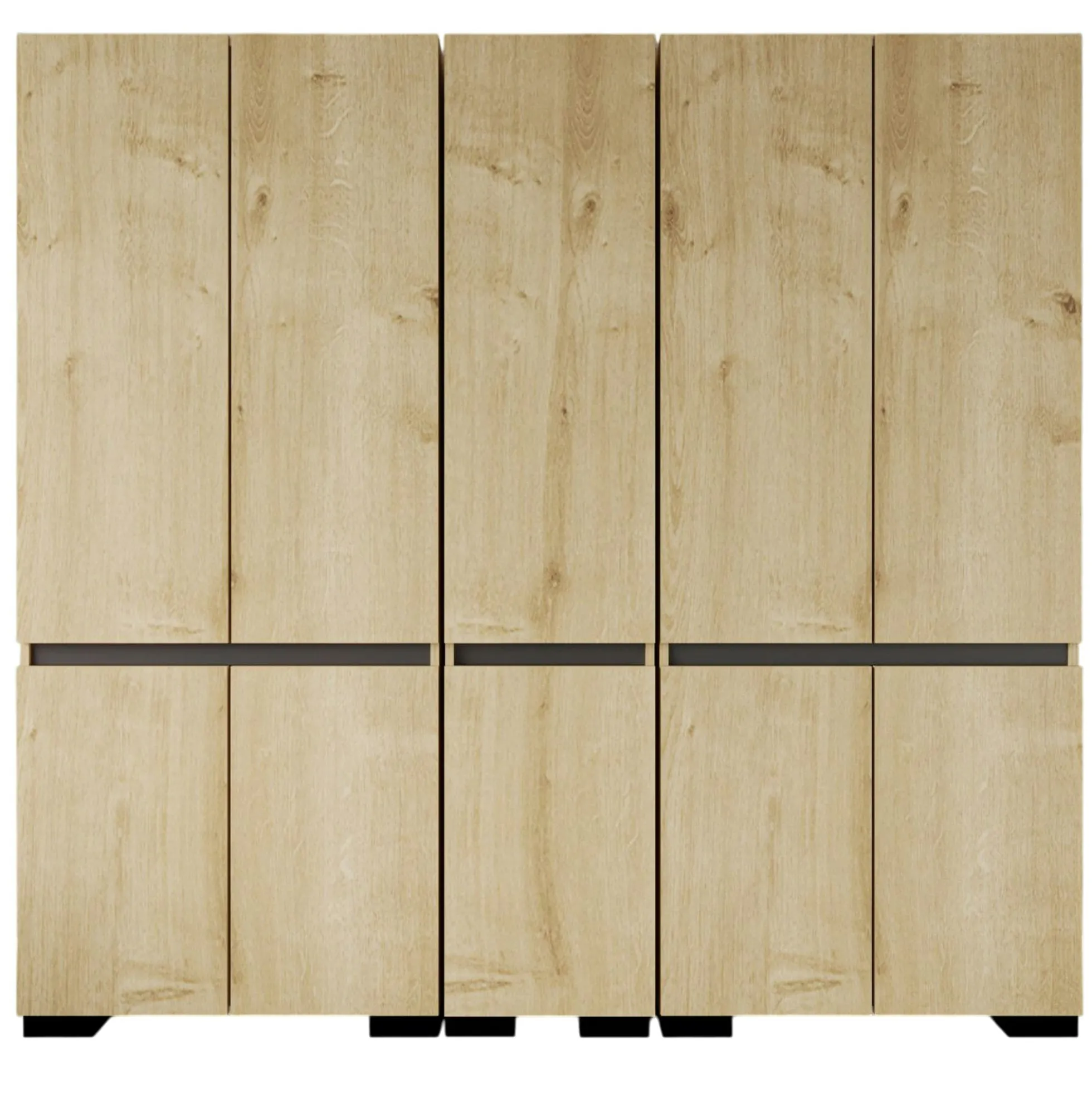 Dressing 10 portes 2 tringles décor chêne et anthracite 225 cm BYRON