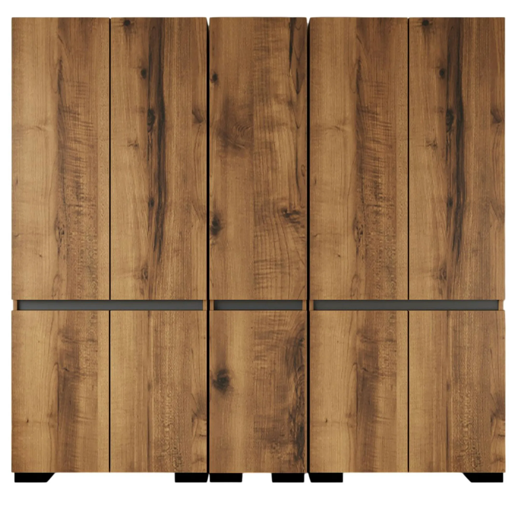 Dressing 10 portes 2 tringles décor noyer et anthracite 225 cm BYRON
