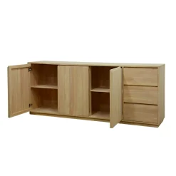 Enfilade / Buffet long Hévéa 3 portes, 3 tiroirs 220x50x90cm BALTIC
