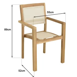 Ensemble de jardin extérieur table rectangle en teck 6 fauteuils ALERIA