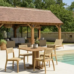 Ensemble de jardin Table carrée 110 cm 4 chaisesrotin synthétique LUMIO