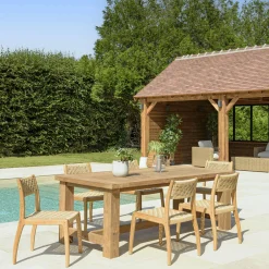 Ensemble de jardin table 220 cm et 6 chaises en rotin synthétique LUMIO