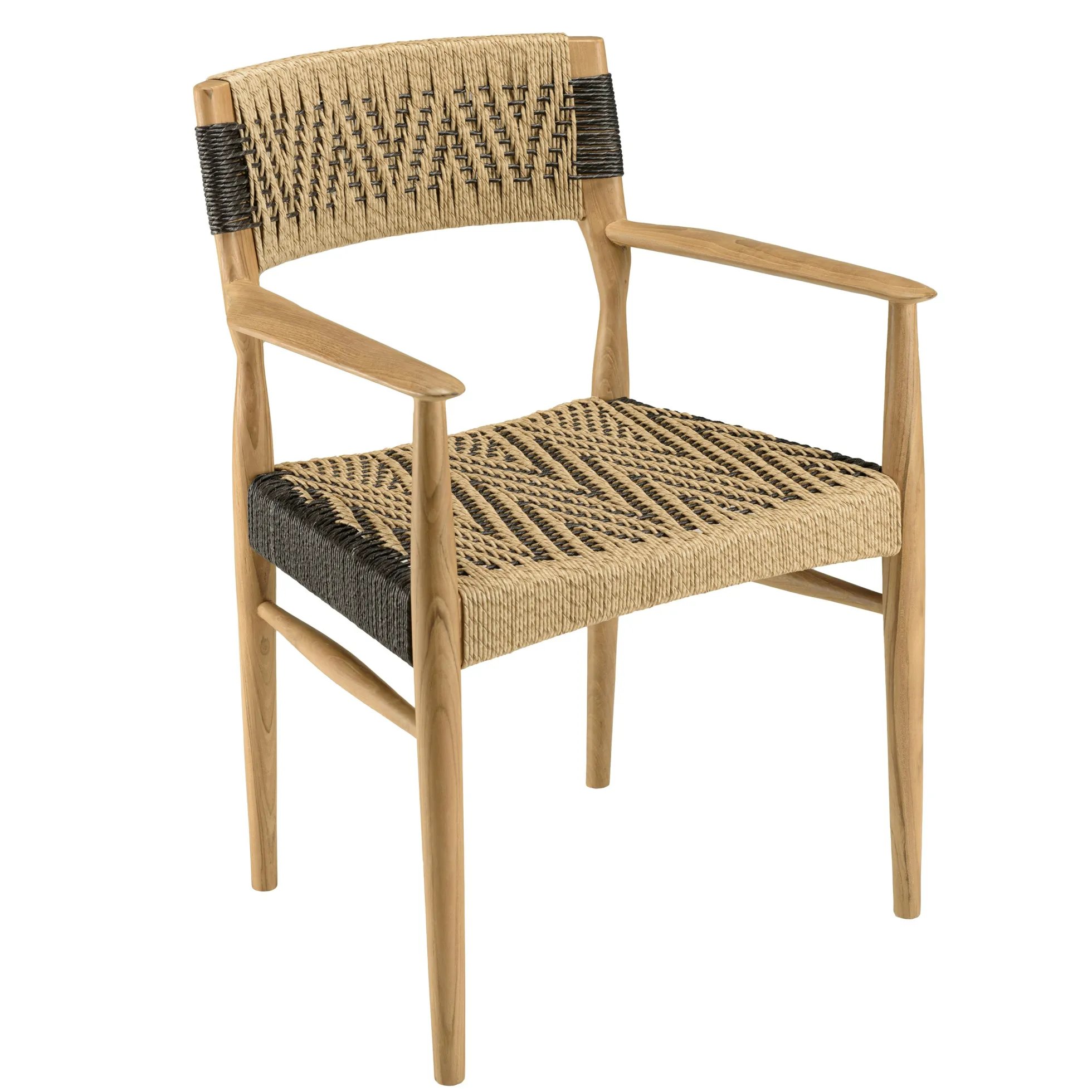 Ensemble de jardin Table ronde 4 fauteuils ecrus et noirsLUMIO