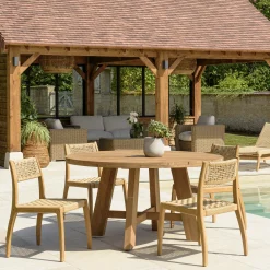 Ensemble de jardin Table ronde 150 cm 4 chaisesrotin synthétique LUMIO