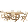 Ensemble de repas extérieur en teck table extensible 6 chaises ALERIA