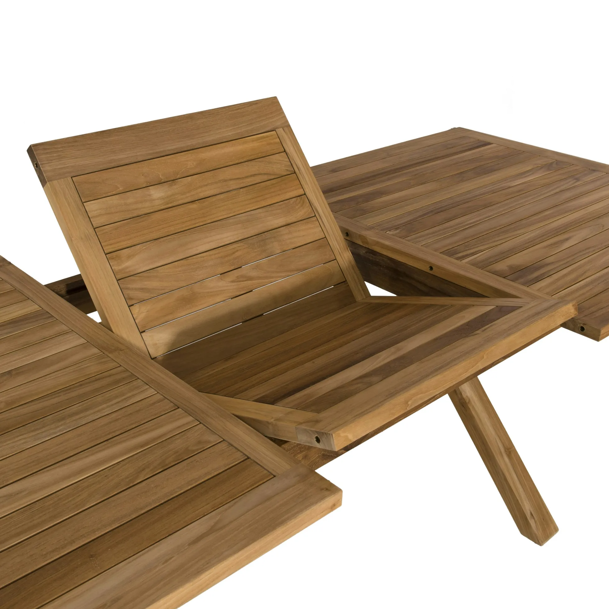 Ensemble de repas extérieur en teck pieds en X 6 fauteuils ALERIA