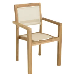 Ensemble de repas extérieur en teck pieds en X 6 fauteuils ALERIA