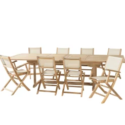 Ensemble de repas table rectangulaire 8 chaises en teck ALERIA