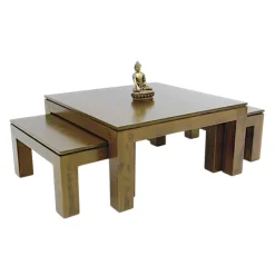 Ensemble de 3 tables basses hévéa HELENA