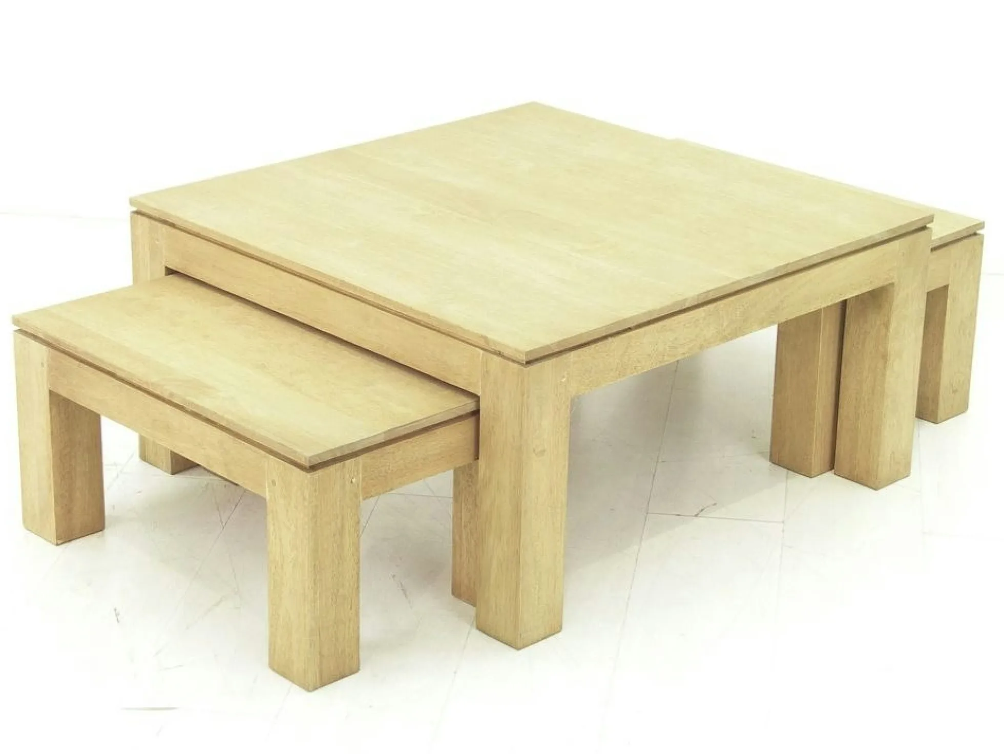 Ensemble de 3 tables basses hévéa HELENA
