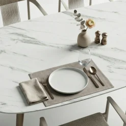 Ensemble repas de jardin 6 places en céramique beige RIO