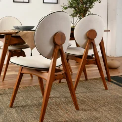 Ensemble salle à manger vintage - 4 chaises écrues SITIA